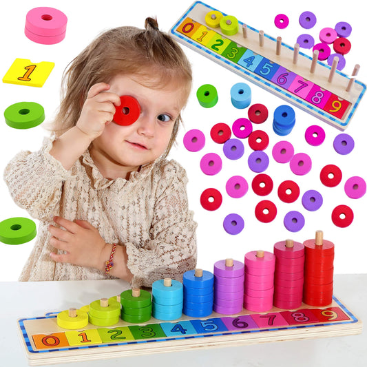 WOOPIE GREEN Montessori számolási és színismereti kirakós játék, 56 darabos
