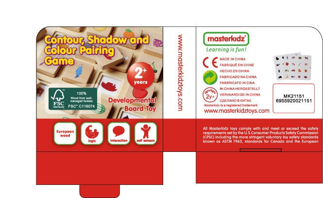 MASTERKIDZ Árnyékpárosító Montessori Játék – Fejlesztő Fa Párosító Játék 3 Éveseknek