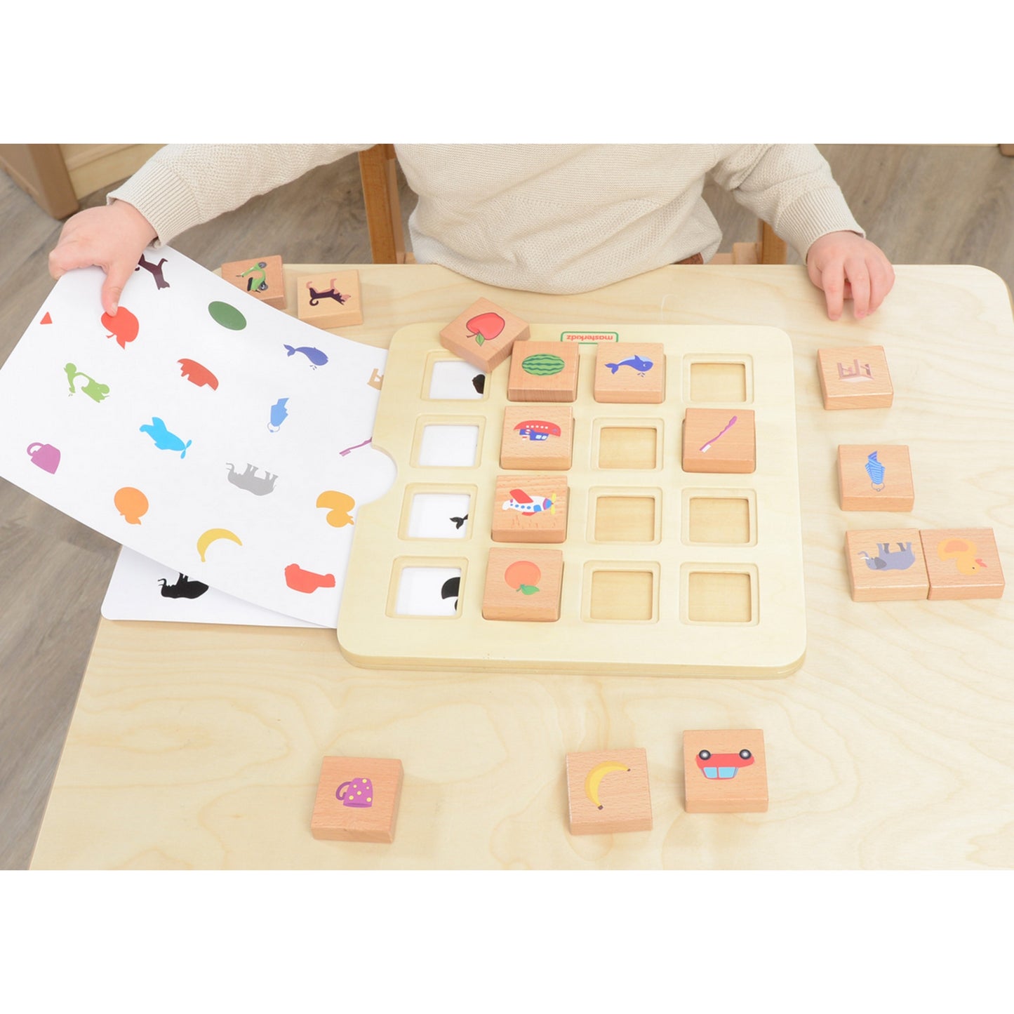MASTERKIDZ Árnyékpárosító Montessori Játék – Fejlesztő Fa Párosító Játék 3 Éveseknek