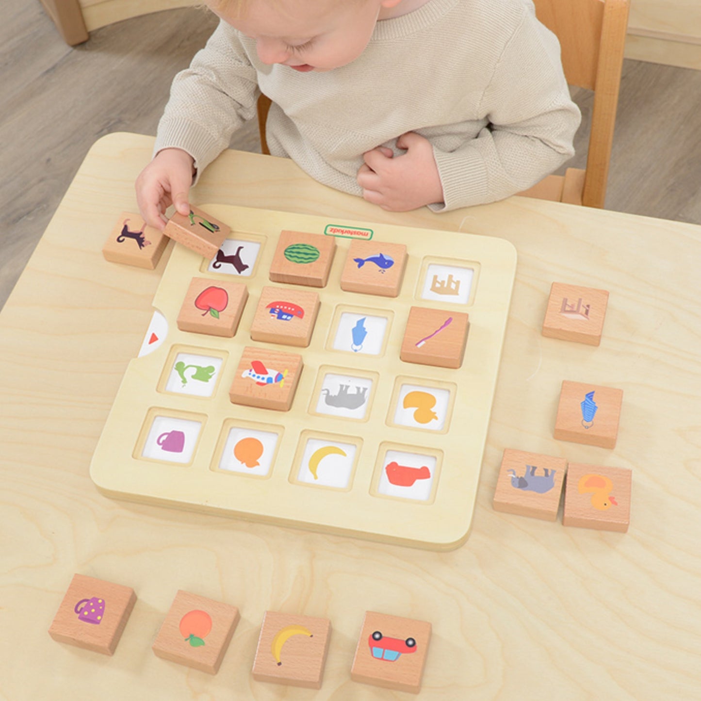 MASTERKIDZ Árnyékpárosító Montessori Játék – Fejlesztő Fa Párosító Játék 3 Éveseknek